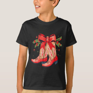 Merry And Bright Cowgirl Boot Christmas Western Co T-Shirt