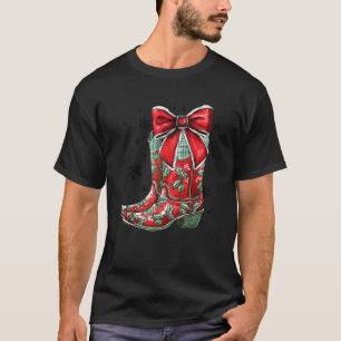 Merry And Bright Cowgirl Boot Christmas Western Co T-Shirt