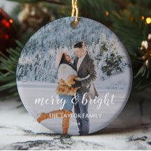 Merry and Bright Custom Couples Photo Christmas 