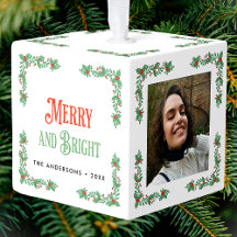 Merry And Bright Custom Photo Text Christmas