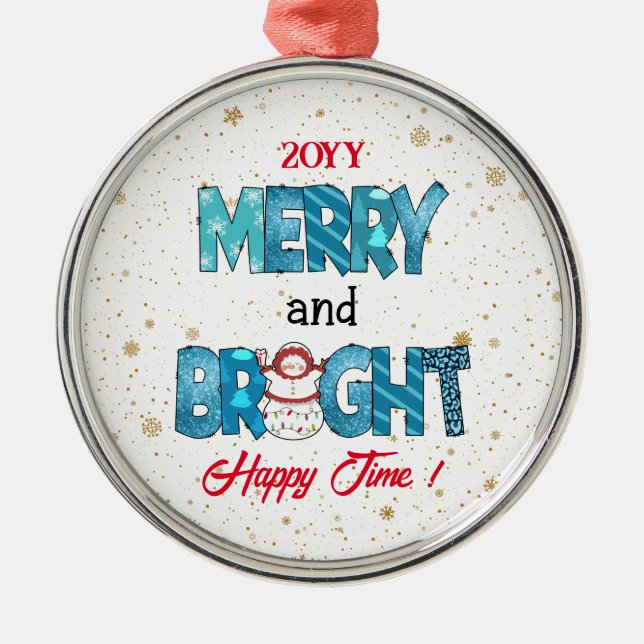 Merry And Bright Customise Metal Ornament (Front)
