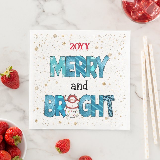 Merry And Bright Customise Napkin (Insitu)