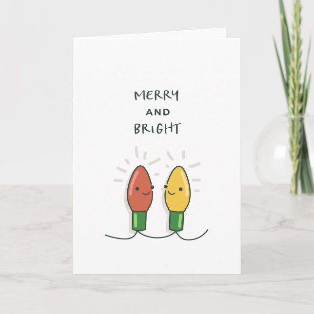 Merry and Bright - Cute - Christmas Card (Front)