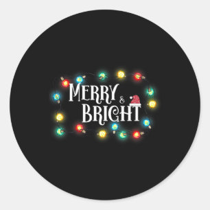 Merry And Bright Cute Christmas Saying Xmas Quote Classic Round Sticker
