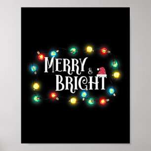 Merry And Bright Cute Christmas Saying Xmas Quote Poster
