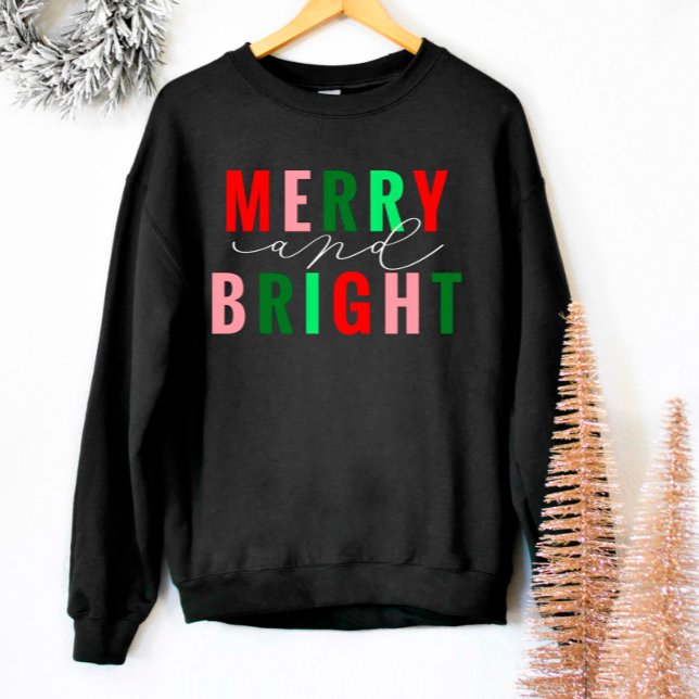 Merry and Bright Cute Christmas Sweatshirt (Creator Uploaded)