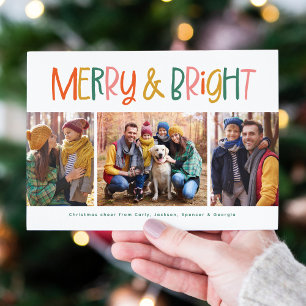 Merry and bright cute fun colourful Christmas phot Holiday Card