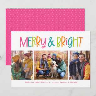 Merry and bright cute fun colourful Christmas phot Holiday Card