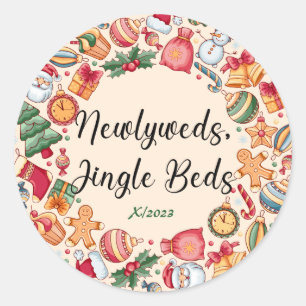 Merry and Bright Cute Personalised Classic Round Sticker