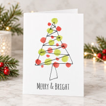 Merry and Bright Cute Red Green Christmas Tree