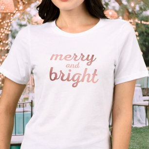Merry and Bright - cute rose gold script  Tri-Blend Shirt