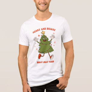 Merry and Bright - Dancing Christmas Tree Holiday Tri-Blend Shirt