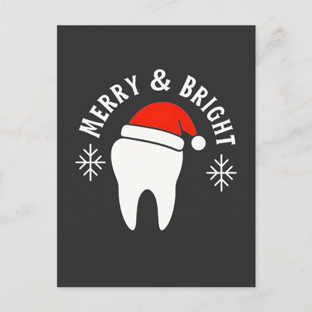 Merry and Bright Dental Dentist Christmas   Invitation Postcard (Front)