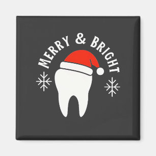 Merry and Bright Dental Dentist Christmas Magnet