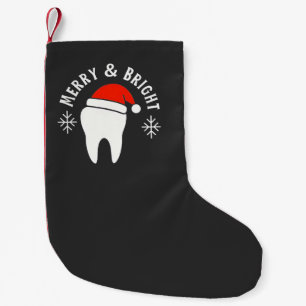 Merry and Bright Dental Dentist Christmas   Small Christmas Stocking