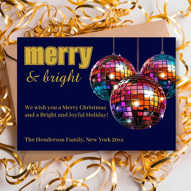 Merry and Bright Disco Ball Holiday Card (Creator Uploaded)