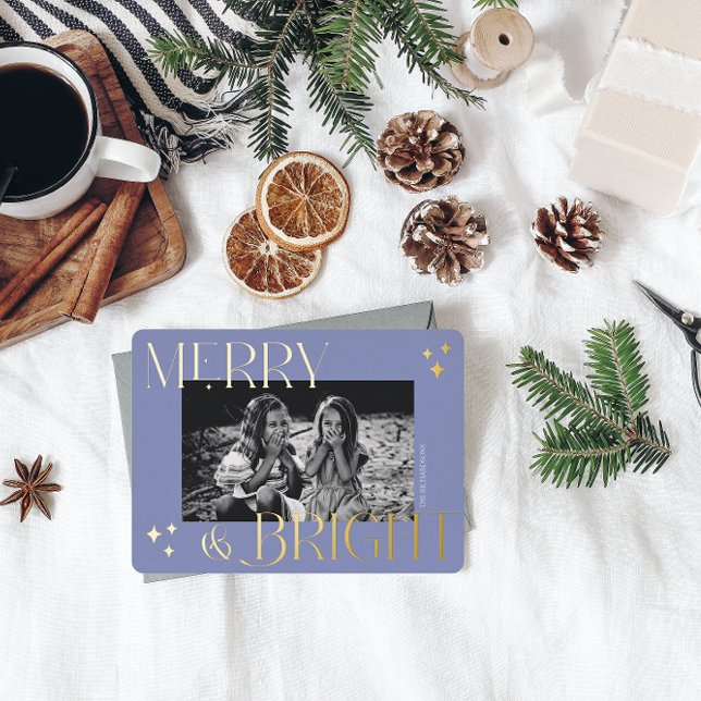 Merry and Bright Elegant Christmas Photo Foil Holiday Card (Creator Uploaded)