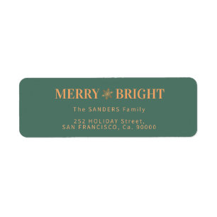 Merry and Bright elegant Christmas return address Label