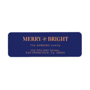 Merry and Bright elegant Christmas return address Label