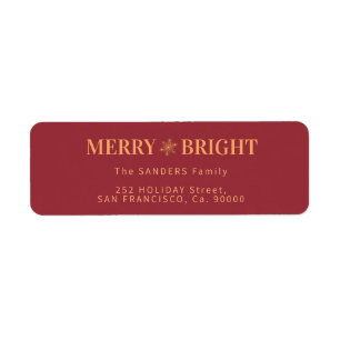 Merry and Bright elegant Christmas return address Return Address Label