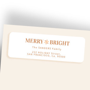 Merry and Bright elegant Christmas return address Return Address Label