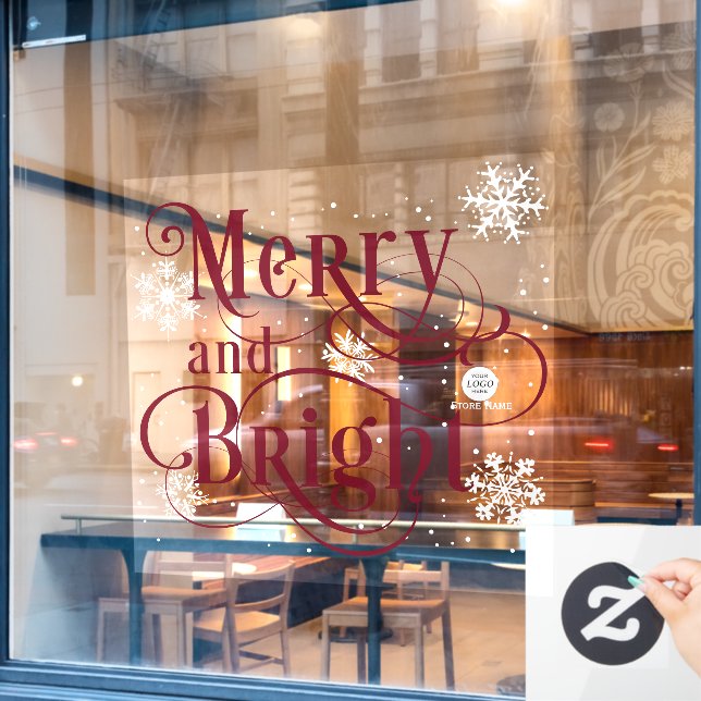 Merry and Bright, Elegant gold Christmas Cafe Wind (Cafe Window)