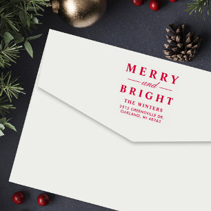 Merry and Bright Elegant Holiday Return Address Self-inking Stamp