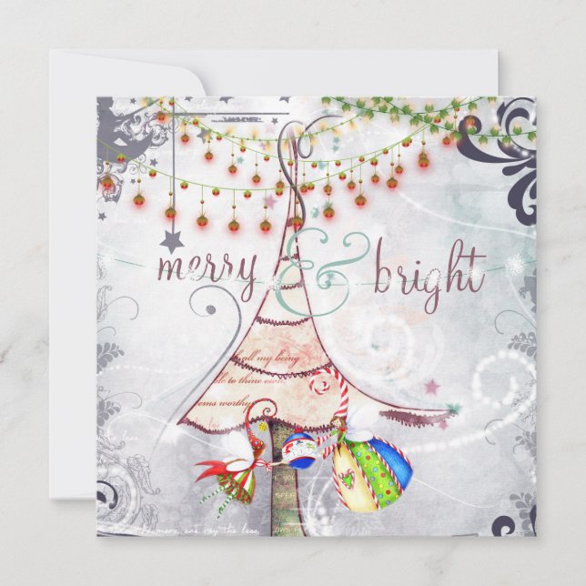 Merry and Bright Fairy Christmas Tree Holiday Card (Front)