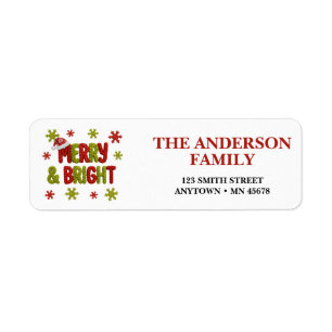 Merry and Bright Family Christmas Photo Return Address Label