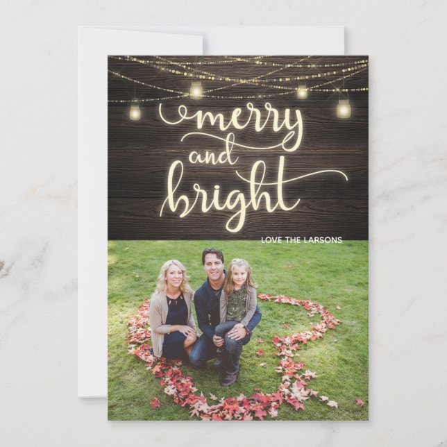Merry and Bright Family photo Christmas Card (Front)