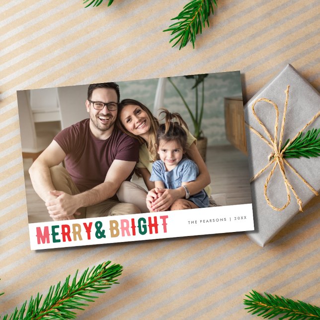 Merry and Bright Family Photo Christmas Holiday (Merry and Bright Family Photo Christmas Holiday Card)