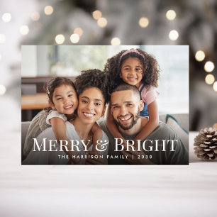 Merry And Bright Family Photo Christmas Holiday Card