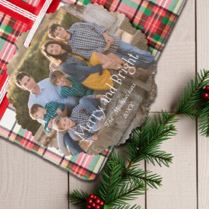 Merry and Bright Family Photo Tree Decoration Card