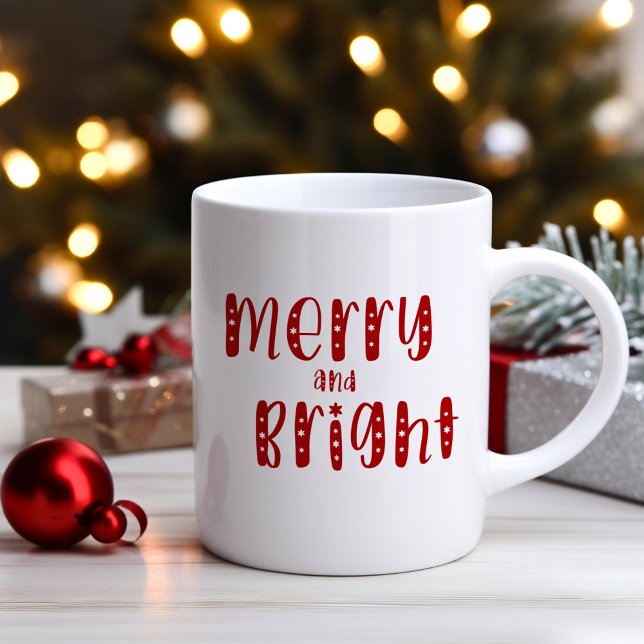 Merry And Bright Festive Christmas Red Coffee Mug (Creator Uploaded)