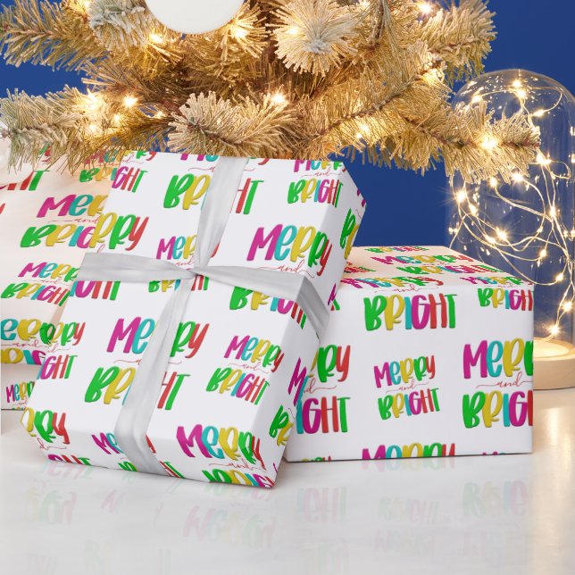 Merry and Bright Festive Christmas Wrapping Paper (Holidays)