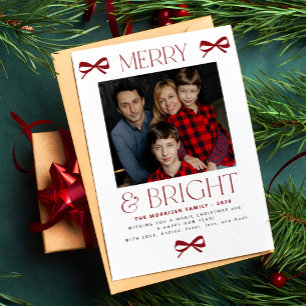 Merry and Bright festive family photo Christmas Holiday Card