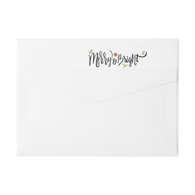 "Merry and Bright" Festive Hand Lettered Holiday Wrap Around Label (Back)