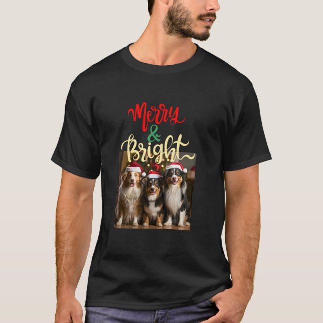 Merry and Bright Festive Holiday Attire for Dog lo T-Shirt (Front)