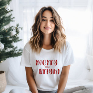 Merry And Bright Festive Red Christmas T-Shirt