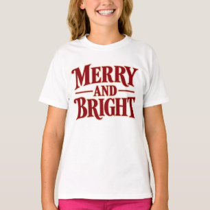 Merry And Bright Flat Kids White T Shirt