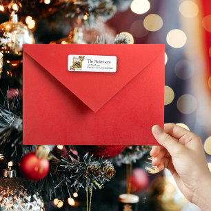 Merry and Bright Floral Personalised Holiday Return Address Label