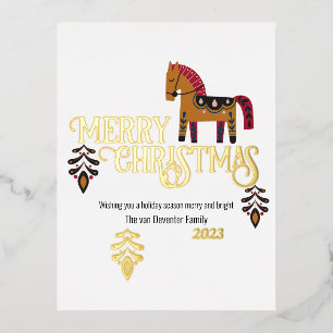 Merry and bright  foil holiday postcard