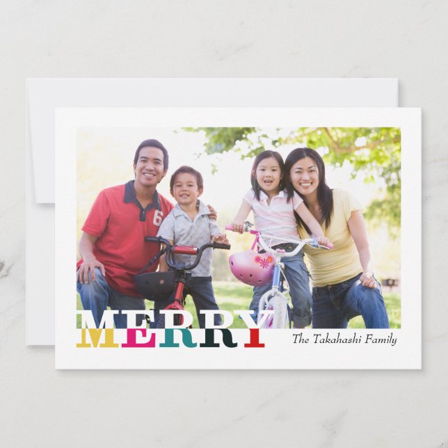 Merry and Bright Front and Back Holiday Card (Front)