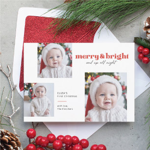 Merry and Bright Funny Babys First Christmas Card