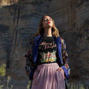 Merry and Bright Funny Christmas Watercolor Womens T-Shirt