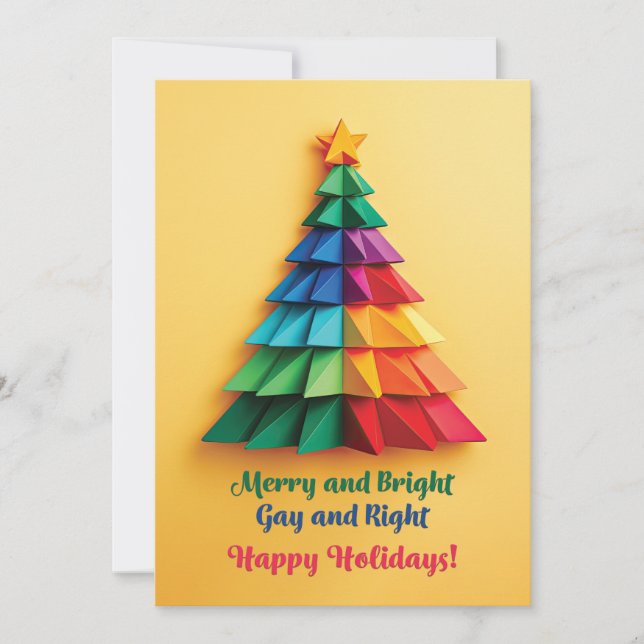 Merry and Bright, Gay and Right – Happy Holidays! Holiday Card (Front)