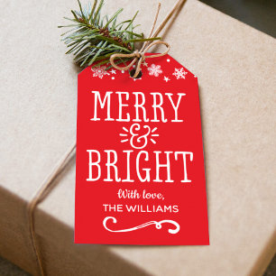 Merry and Bright Gift Tags Personalised Design