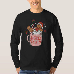 Merry and Bright Gingerbread Hat Santa Hot Cocoa C T-Shirt