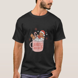 Merry and Bright Gingerbread Hat Santa Hot Cocoa C T-Shirt