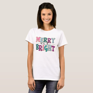 Merry and Bright Glitter Christmas T-Shirt